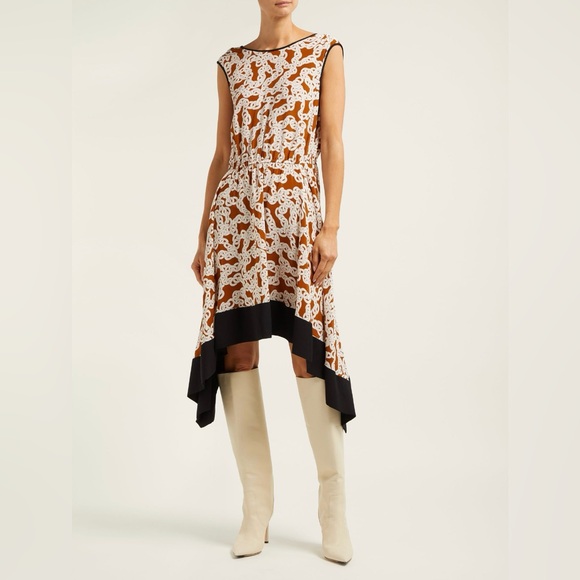 Diane Von Furstenberg Brown and White Chainlink Dress, Size M